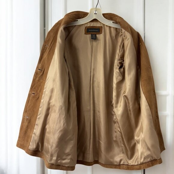 BANANA REPUBLIC WOMEN'S TAN SUEDE/LEATHER JACKET SZ S - Picture 4 of 9